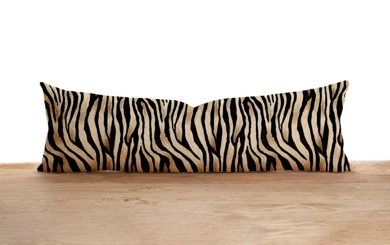 Animal Print Lumbar Pillow Cover, Leopard & Tiger Print Bolster Pillow Case, Long Body Pillow Cov... | Etsy (Global)