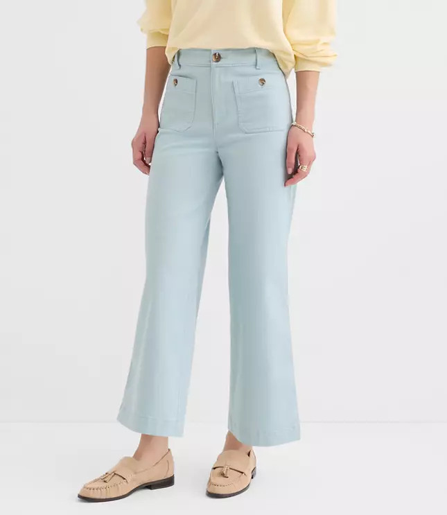 Curvy Palmer Wide Leg Crop Pants in Twill | LOFT