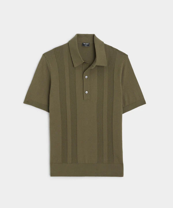 Silk Cotton Ribbed Polo in Oak Moss | Todd Snyder