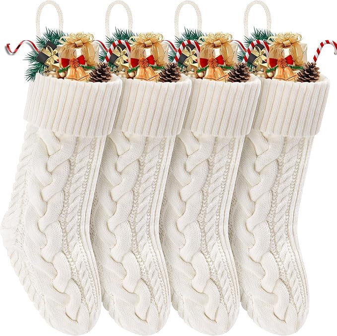 Christmas Stockings 4 Pack 18 Inches Large Size Knitted Stocking Christmas Decorations for Family... | Amazon (US)