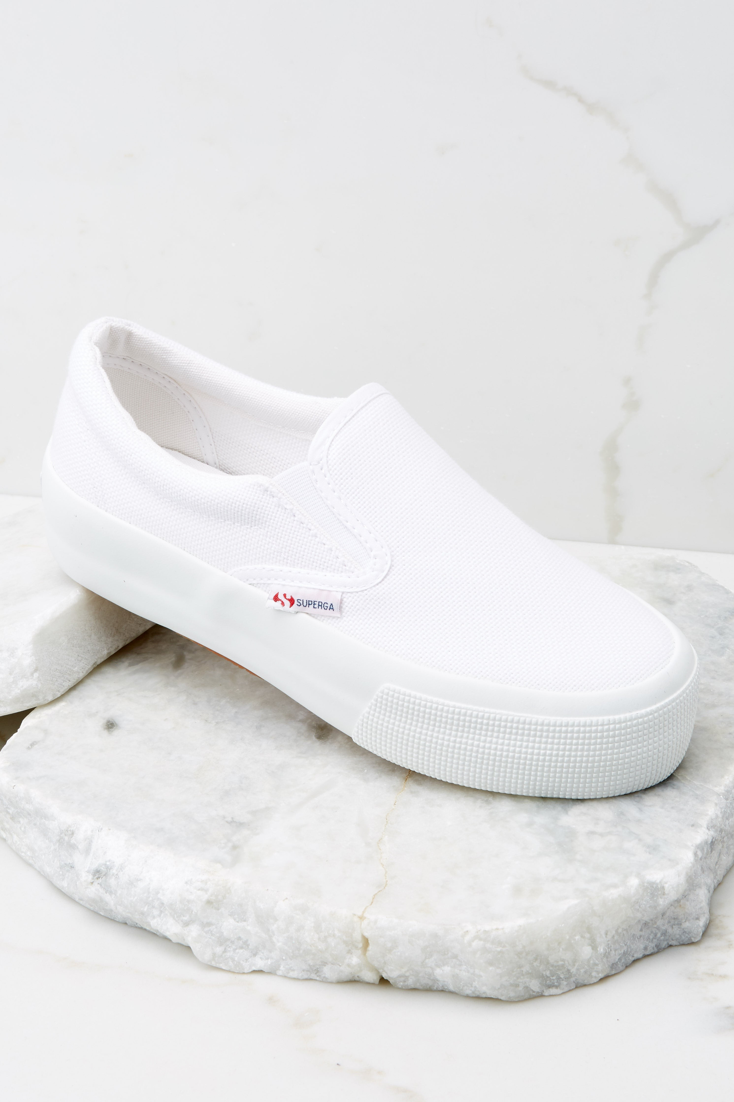 2306 Cotu White Platform Slip On Sneakers | Red Dress 