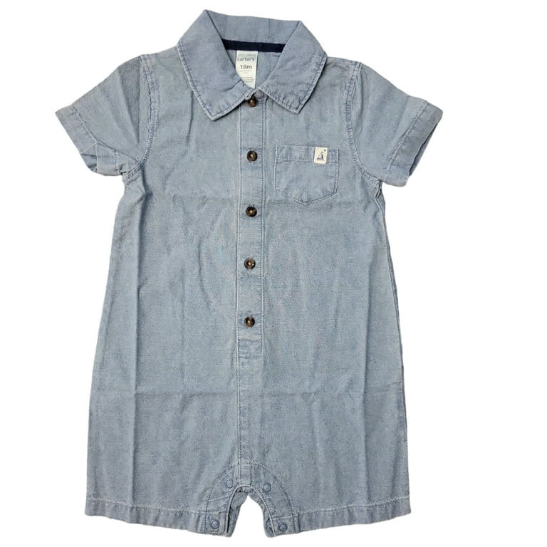 Carter's Boys Short Sleeves Soft Breathable Fun Prints Romper/Sunsuit (Chambray, 18M) - Walmart.c... | Walmart (US)