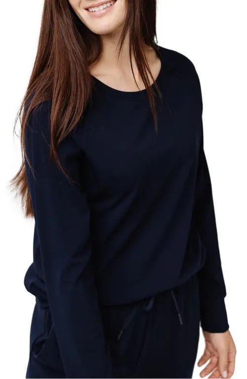Cozy Earth Ultrasoft Long Sleeve Pajama Top in Navy at Nordstrom, Size Medium | Nordstrom