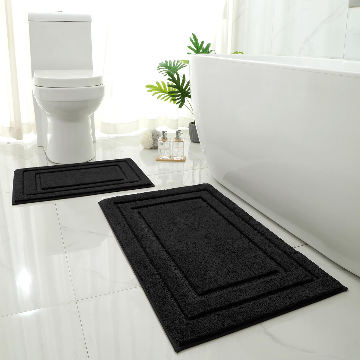 HOMEIDEAS Bathroom Rugs Sets 2 Piece, Super Soft and Absorbent Non Slip Microfiber Machine Washab... | Amazon (US)
