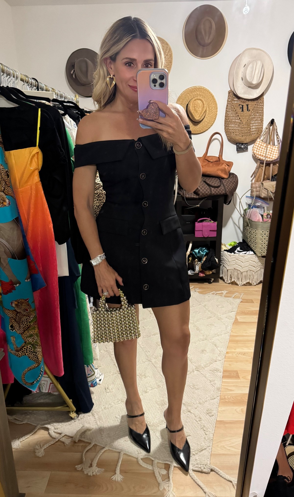 The most gorgeous little black dress! Form fitting button up and such high quality 🙌 It does not have any stretch so if you run in between sizes, size up! Paired with my favorite kitten heels 👠 

#LTKShoeCrush #LTKWorkwear #LTKHoliday