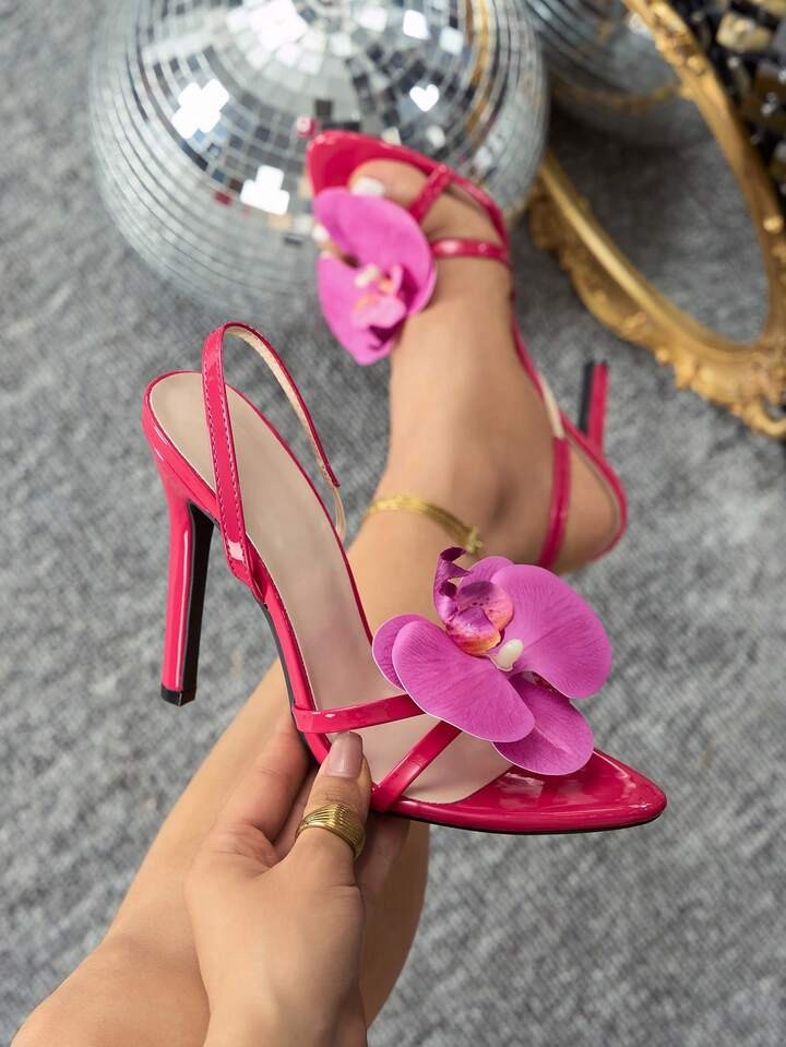 Hot Pink Flower Heel | SHEIN