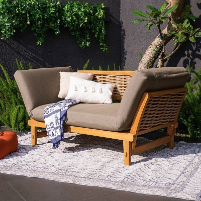 Sonoma Lane Burke Teak Outdoor Sofa Daybed with Sunbrella Cast Shale Zippered Cushion – Weather-Resistant | Target