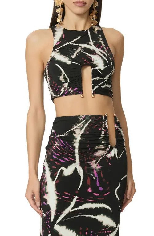 AFRM Saoirse U-Ring Crop Tank in Night Daisy at Nordstrom, Size Small | Nordstrom