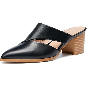 Syktkmx Women's Cutout Backless Mules Slip On Closed Toe Chunky Stacked Heeled Sandals | Amazon (US)