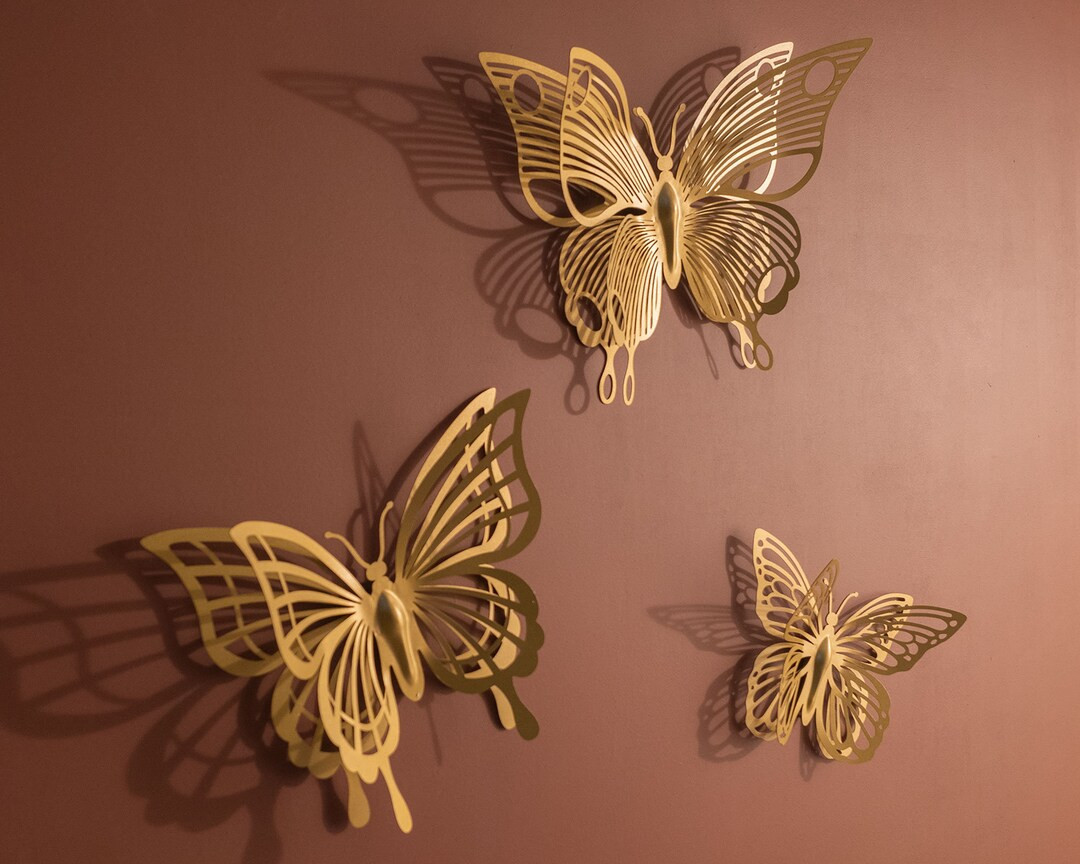 3D Metal Butterfly Wall Art Set of 3, Butterfly Wall Decor, Wall Butterflies, Wall Hangings, Livi... | Etsy (US)