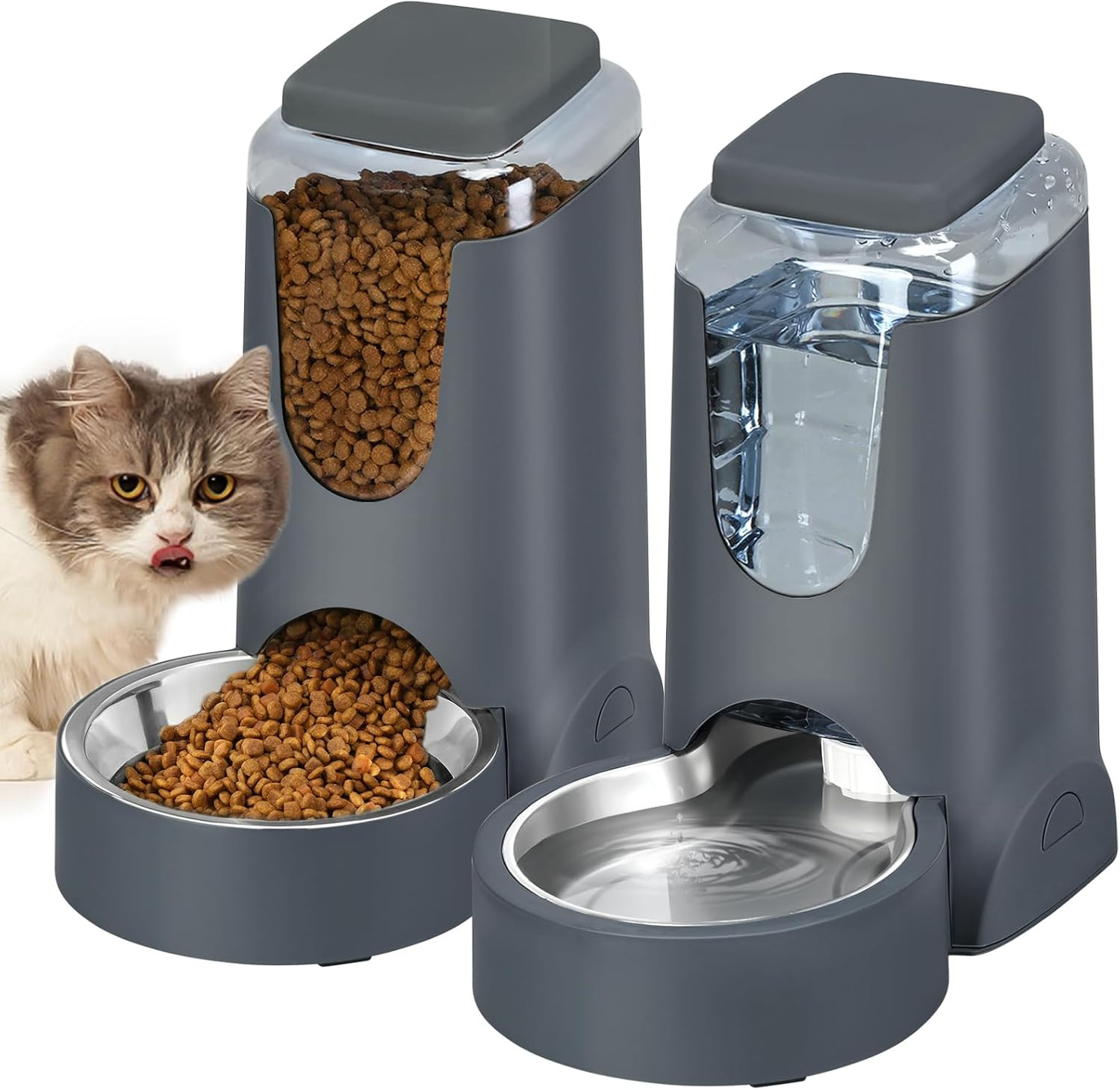 Automatic Cat Feeder and Water Dispenser with Stainless Steel Bowl Dog Gravity Food Feeder and Wa... | Amazon (US)
