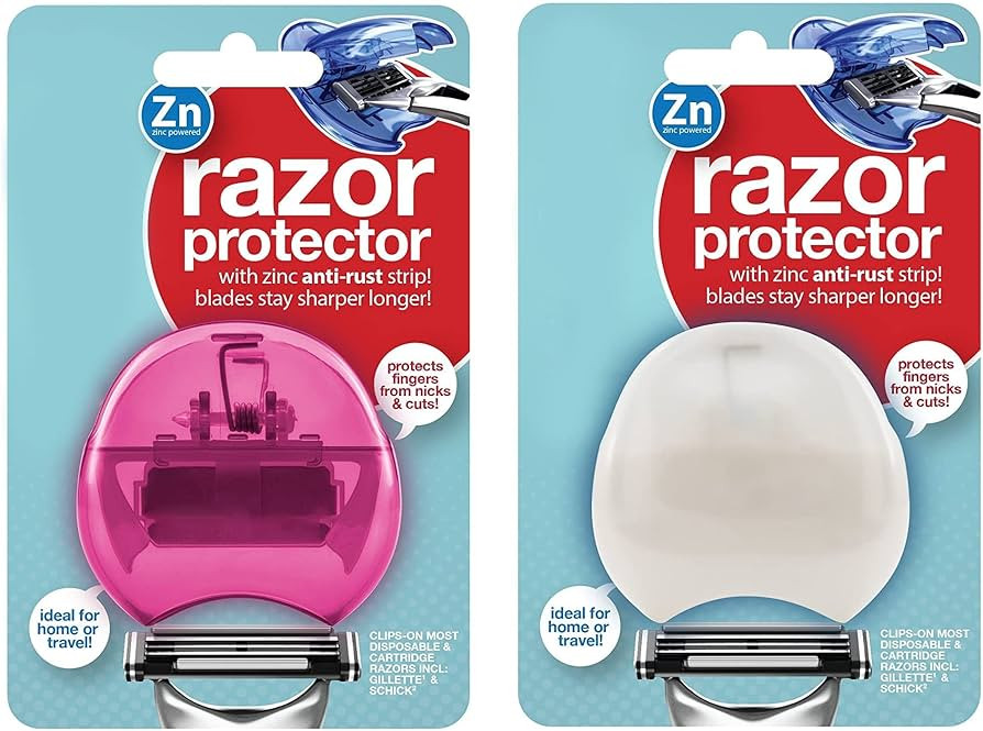 Men and Women Safety Razor Holder - Clip-On Cover Anti-Rust Blade Razor Protector Travel Size (2 ... | Amazon (US)