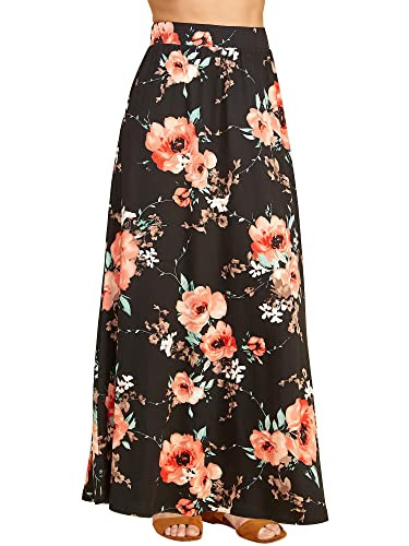 Lock and Love Women's Casual Comfy Stylish High Waist Flare Long Maxi Skirt – Available in Prin... | Amazon (US)
