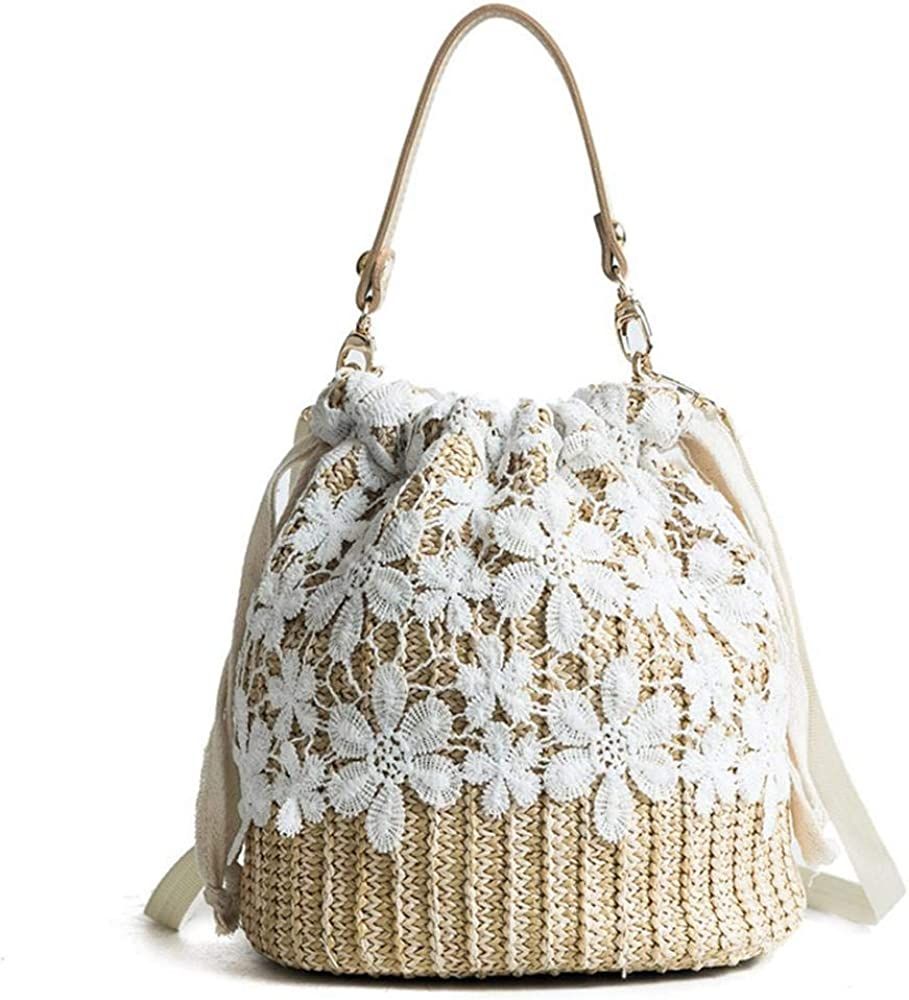 Women Summer Beach Bag, Straw Handbag Top Handle Big Capacity Travel Tote Purse Hand Woven Straw Lar | Amazon (US)