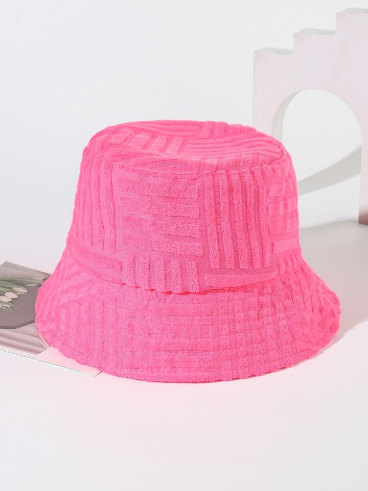 1pc women Pink Solid Bucket Hat Embroidery Casual Bucket Hat Suitable For Daily Life | SHEIN