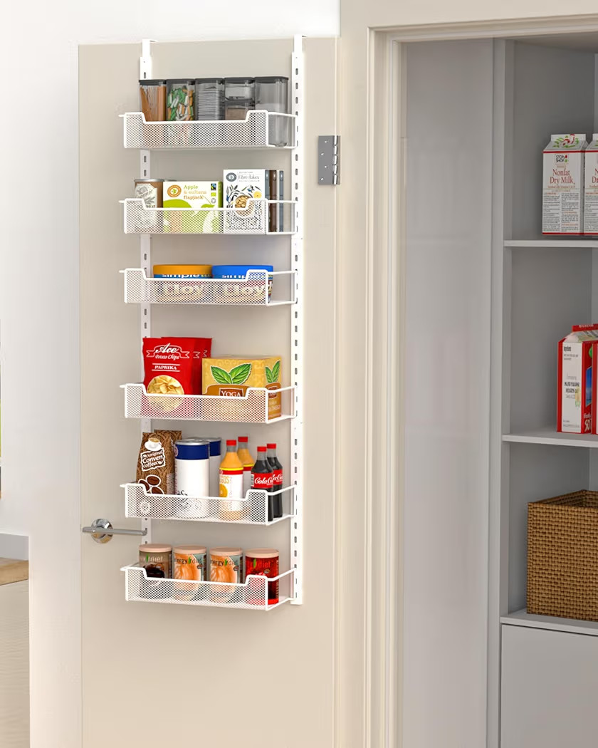 12.3" W Narrow Over the Door Pantry Organizer, 6-Tier Over the Door Organizer with Adjustable Bas... | Amazon (US)
