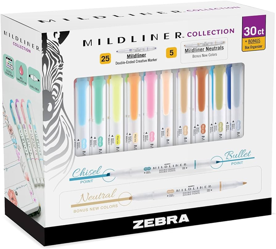 Zebra Pen Mildliner Highlighters, Double Ended Highlighter, Broad and Fine Tips, Pastel and Neutr... | Amazon (US)