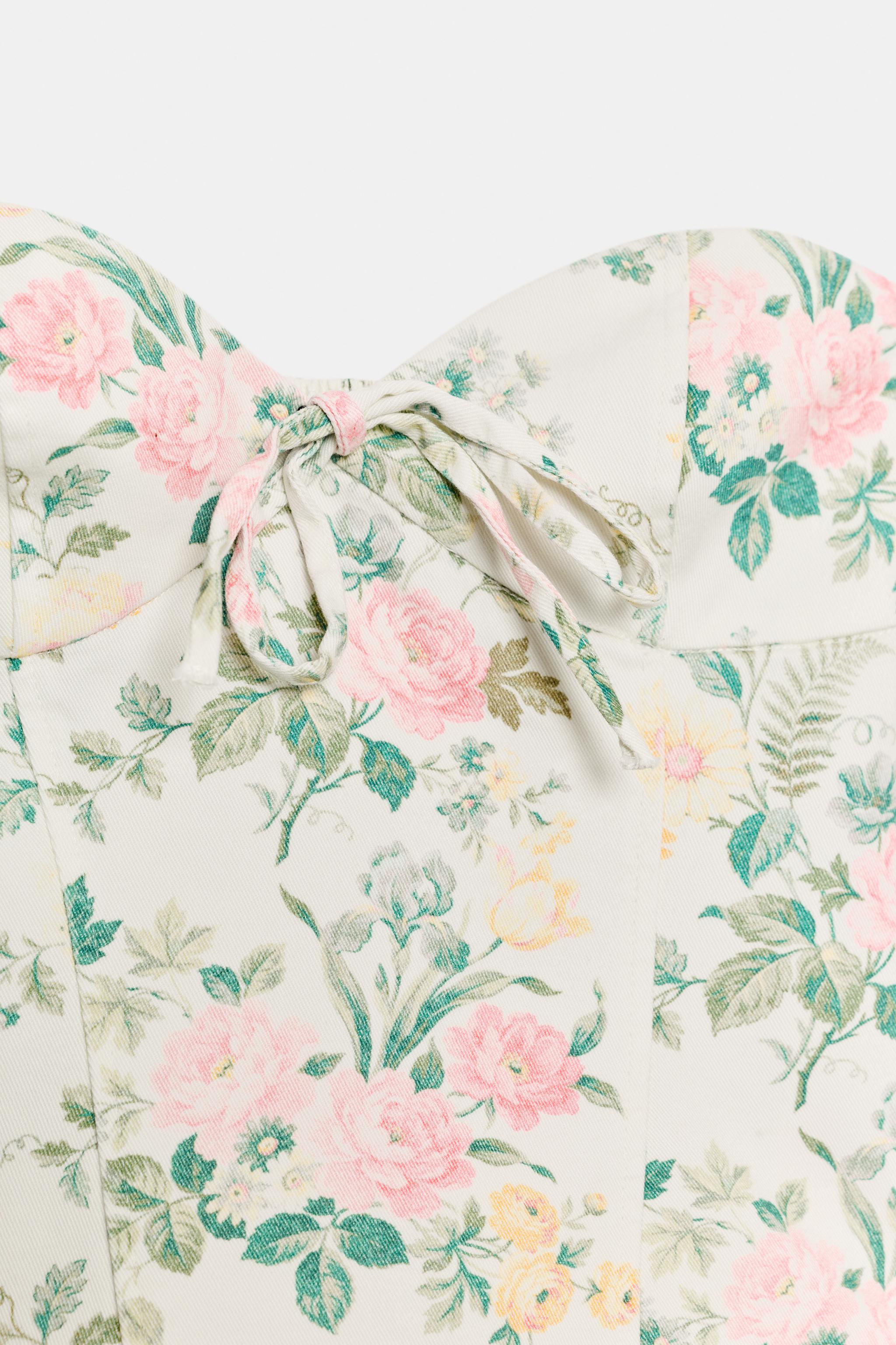FLORAL CORSET WITH TIE | Zara UK