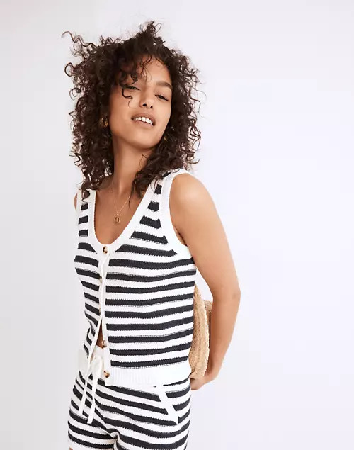 Striped Bryant Button-Front Sweater Tank | Madewell