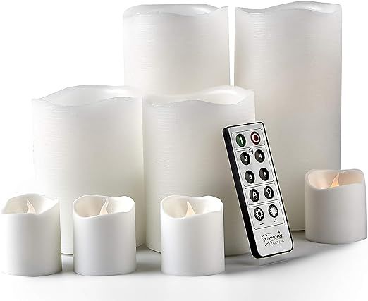 Furora LIGHTING LED Flameless Candles with Remote Control, White in Set of 8, Real Wax Battery Op... | Amazon (US)