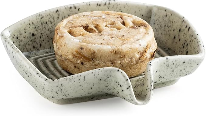 Self Draining Soap Dish, Ceramic Drain Soap Holder Waterfall Design Soap Saver for Shower, Bathro... | Amazon (US)