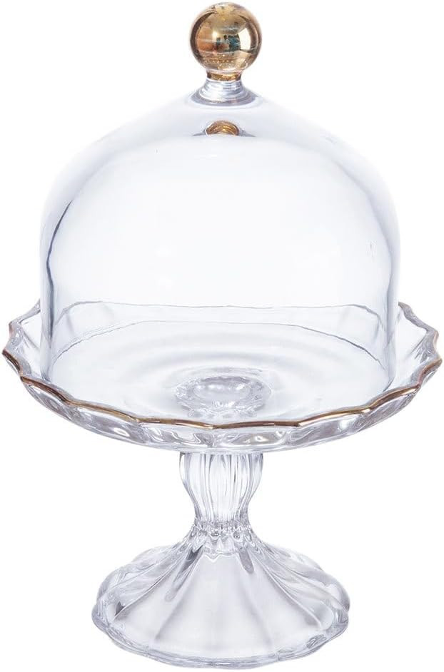 Angoily Footed Cake Plate Server Glass Clear Cloche Dome Mini Cake Display Cover Mini Cake Stand ... | Amazon (US)