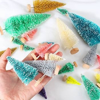 ONESING 50 Pcs Mini Christmas Tree, Bottle Brush Trees with Wooden Base Artificial Small Christma... | Amazon (US)