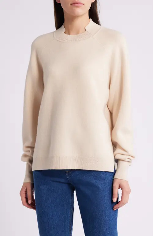 BOSS Fariola Wool & Cashmere Sculpted Mock Neck Sweater in Beige Melange at Nordstrom, Size Medium | Nordstrom