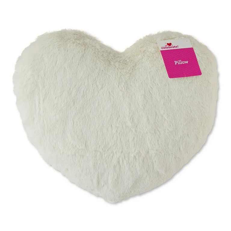 Heart-Shaped Decorative Pillow, White, 12" x 13", Valentine's Day by Way To Celebrate | Walmart (US)