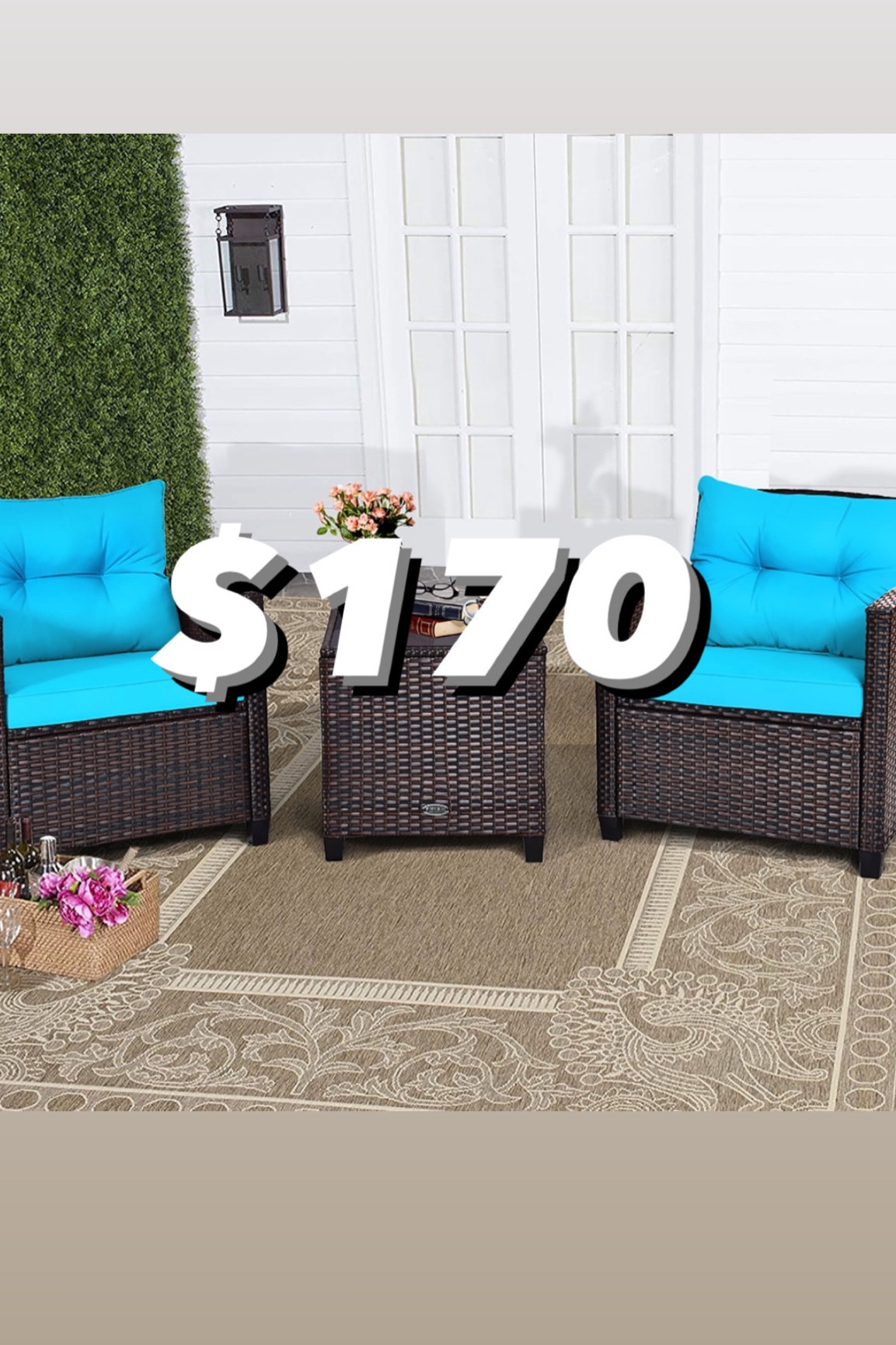 Regularly $330! Three piece patio set with cushions included 💙✨ #walmartdeal #flashdeals #salealert #dealoftheday #walmart 

#LTKhome #LTKSeasonal #LTKsalealert