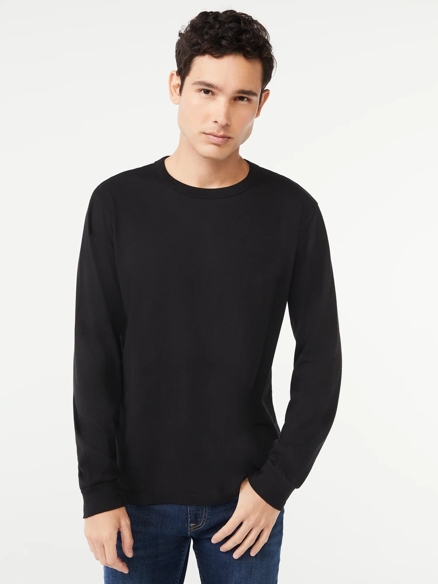 Free Assembly Men’s Everyday Cotton Tee with Long Sleeves, Sizes S-3XL - Walmart.com | Walmart (US)
