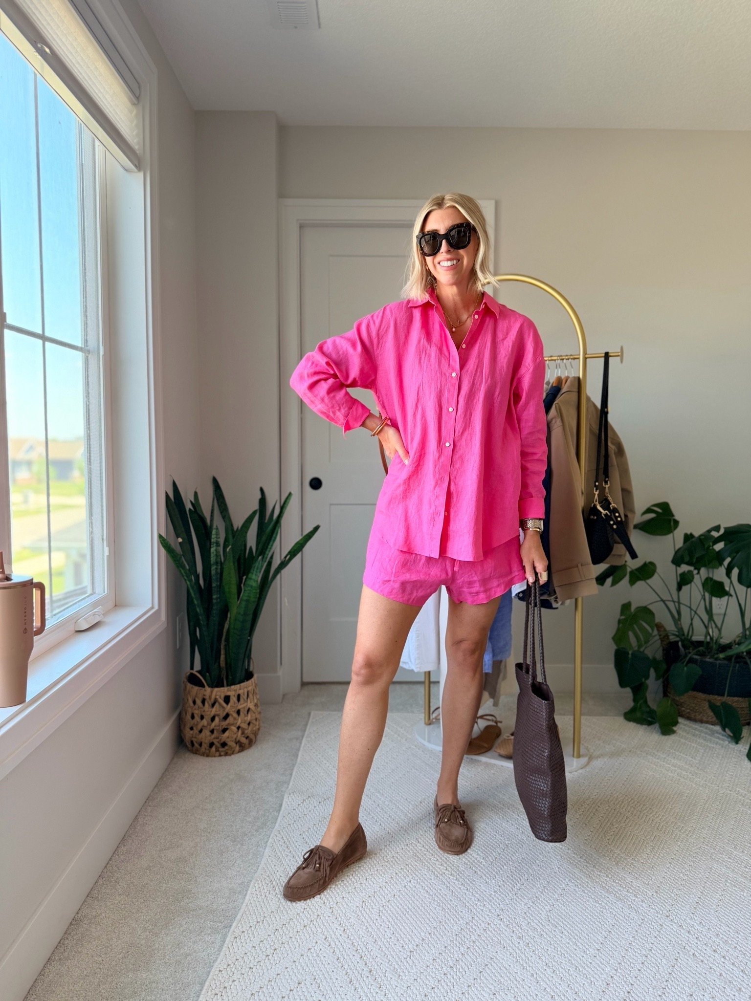 Spanx linen matching set makes the perfect mom the go look or is so chic as a cover-up for the pool or beach. Love this pretty pop of pink.

#LTKootd #LTKSeasonal #LTKOver40