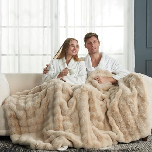 Cozy Bliss Faux Fur Throw Blanket for Couch, Fuzzy Soft Plush Thick Bubble Blanket for Sofa Bedro... | Amazon (US)