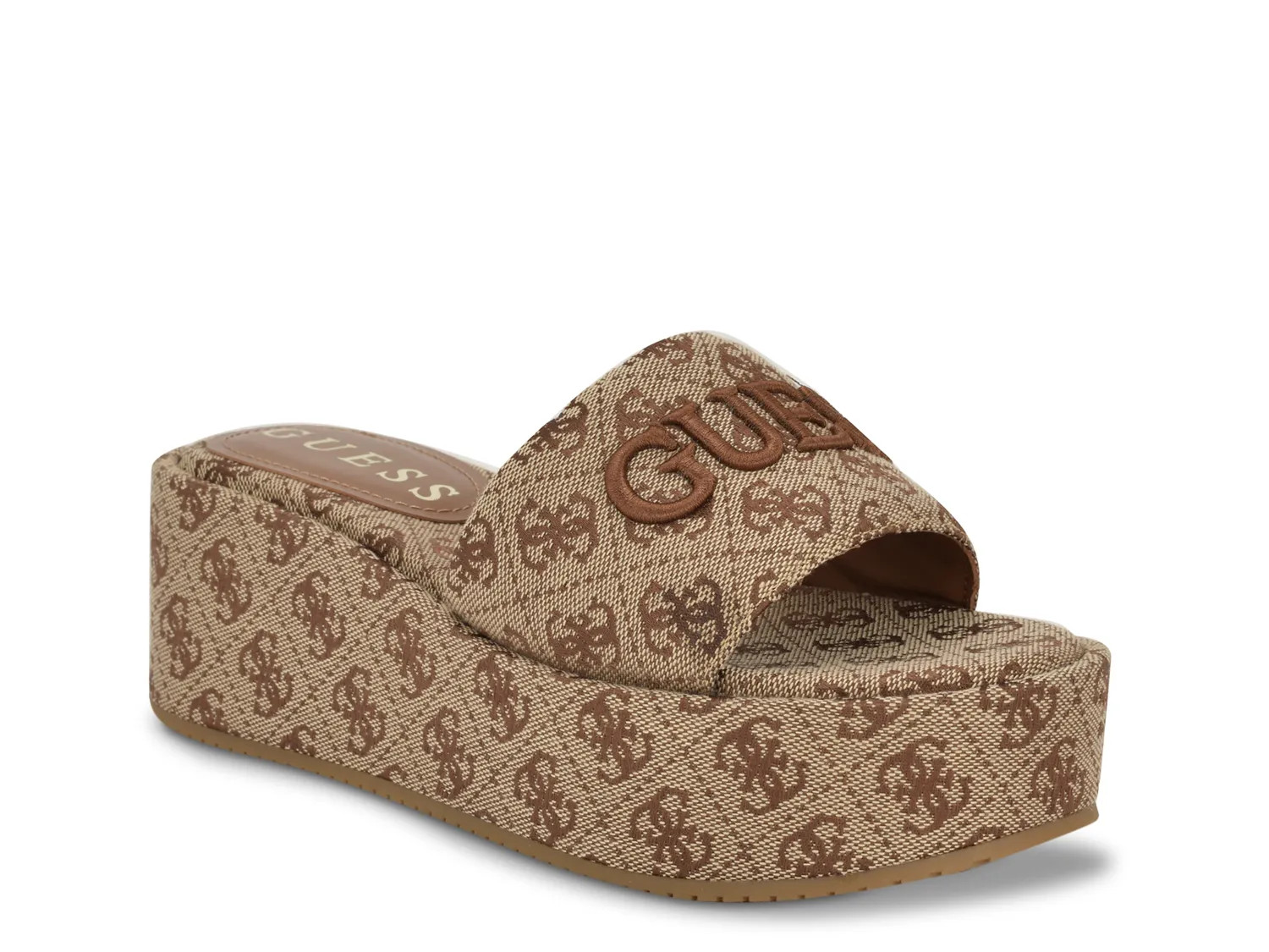 Guess Bintai Wedge Sandal | Women's | Brown Fabric | Size 9 | Sandals | DSW