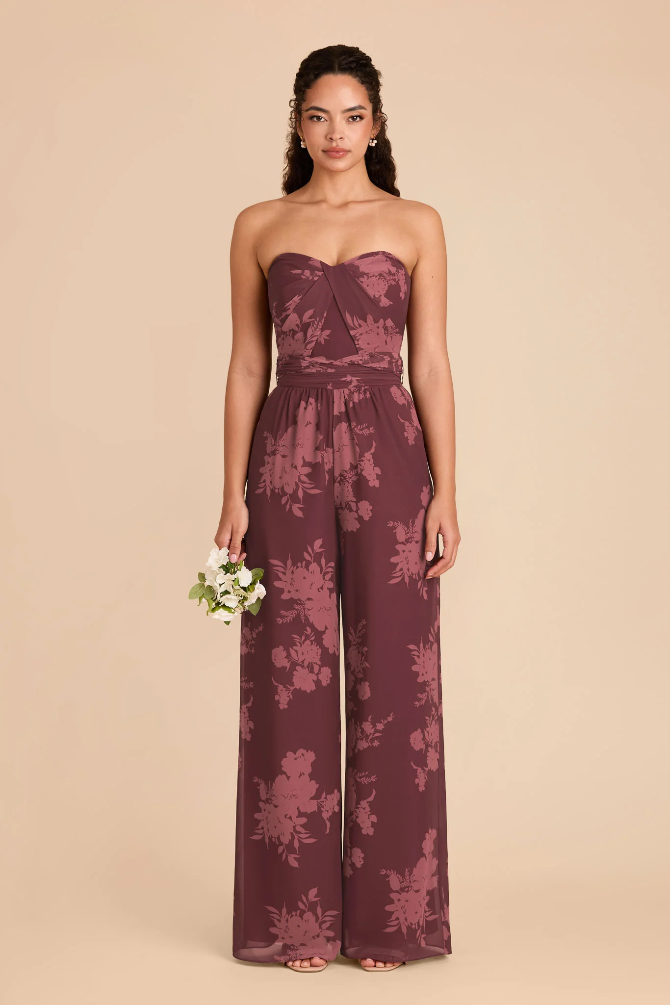 Gigi Chiffon Jumpsuit in Sangria Whimsical Blooms | Birdy Grey | Birdy Grey