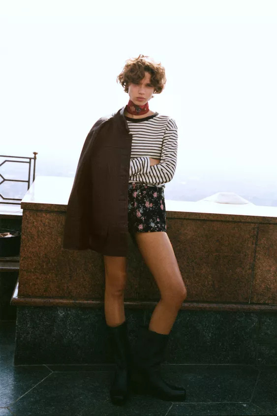 FLORAL JACQUARD MINI SHORTS | Zara US