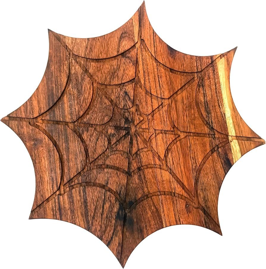 Halloween Spider Net Shaped Wood Cutting Board for kitchen Decoration, Gothic Cutting Boards, Cha... | Amazon (US)