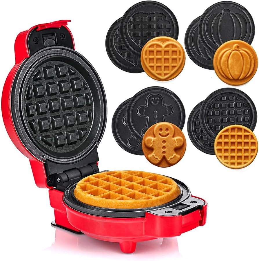 LEHMANN 4-in-1 Mini Waffeleisen mit Wechselplatten - K\u00fcrbis, Lebkuchen, Herz und Klassisch, ... | Amazon (DE)