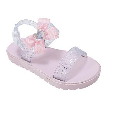 bebe Toddler Girl's Sandals – Cute Flat Sandals Summer Flats for Girls with Bow and Heart Charm, No Color - 11-12 | Target