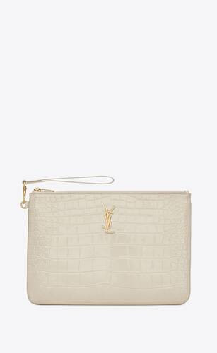 monogram tablet pouch in crocodile-embossed leather | Saint Laurent Inc. (Global)