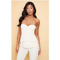 Tall Beige Button Up Front Corset Top | PrettyLittleThing CAN