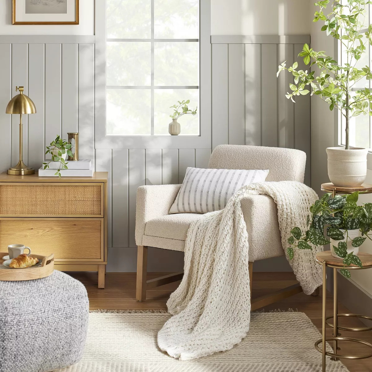 Chunky Knit Throw Blanket Cream - Hearth & Hand™ with Magnolia: Acrylic, Farmhouse Style, Cozy,... | Target