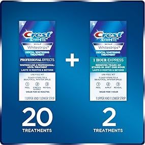 Crest 3D White Professional Effects Whitestrips Whitening Strips Kit, 22 Treatments, 20 Professio... | Amazon (US)