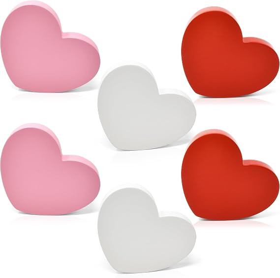 6 Valentine's Day Heart Wooden Table Decor Centerpieces Happy Valentines Tabletop Rustic Love Hea... | Amazon (US)