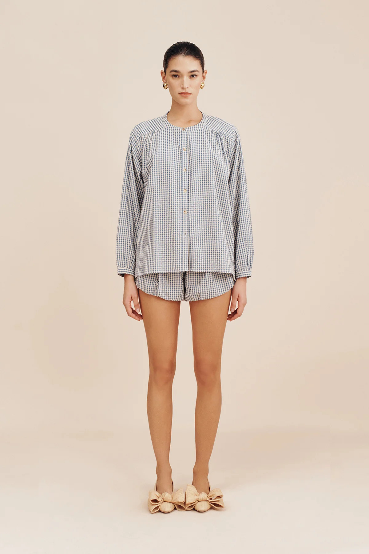 MIRA SHIRT - BLUE GINGHAM | POSSE (Australia & New Zealand)