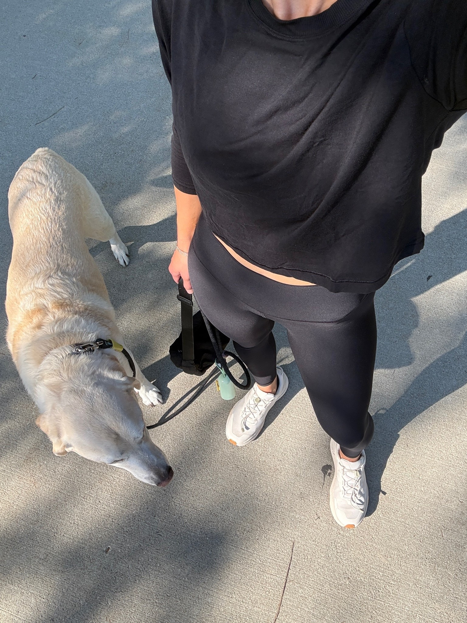 Wearing xs leggings, small sports bra, small long sleeve crop shirt, sneakers tts