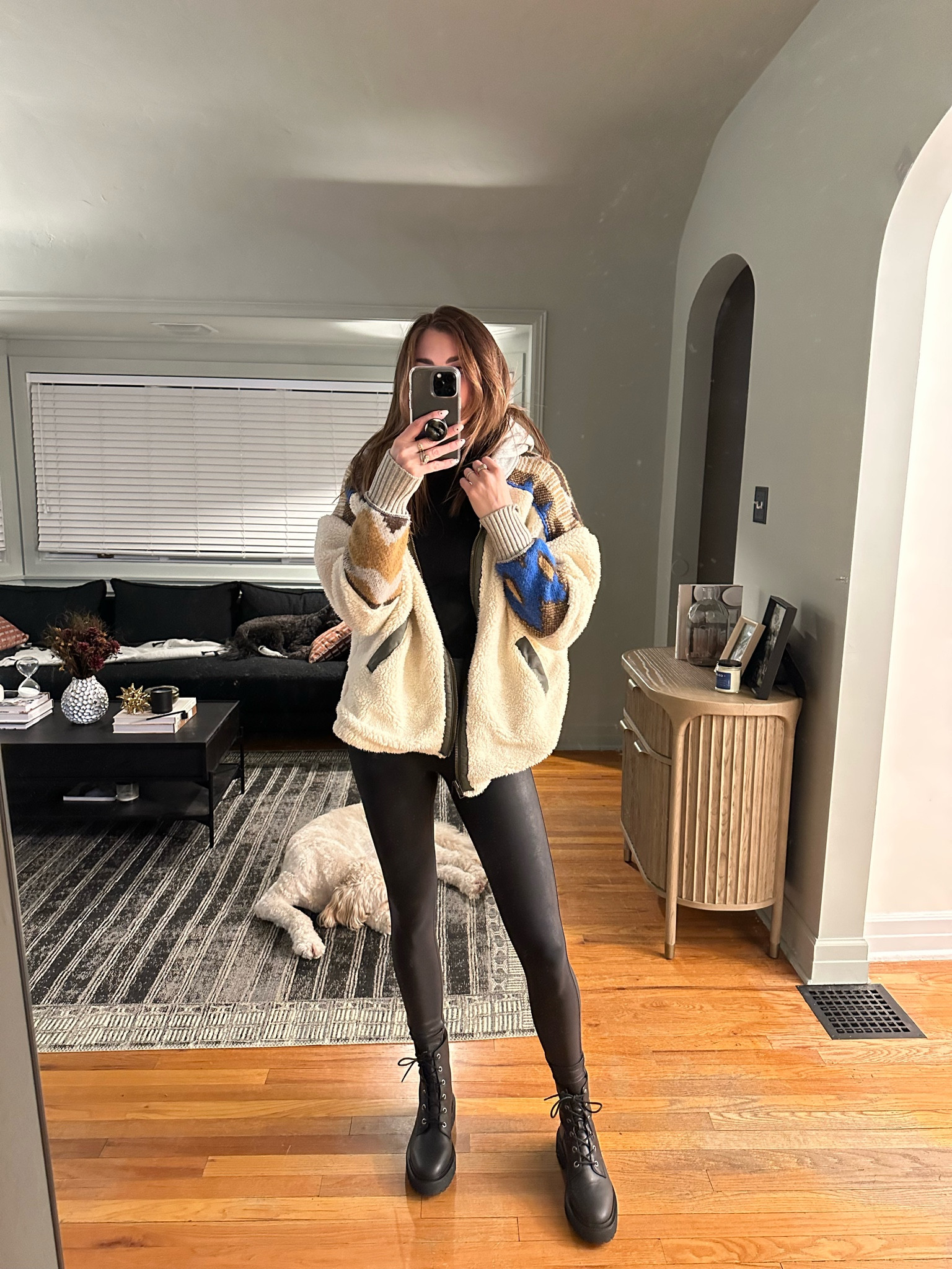 Linking a dupe for spanx leggings. Wearing a size small in leggings & jacket. Combat boots are TTS

#LTKsalealert #LTKunder100 #LTKunder50