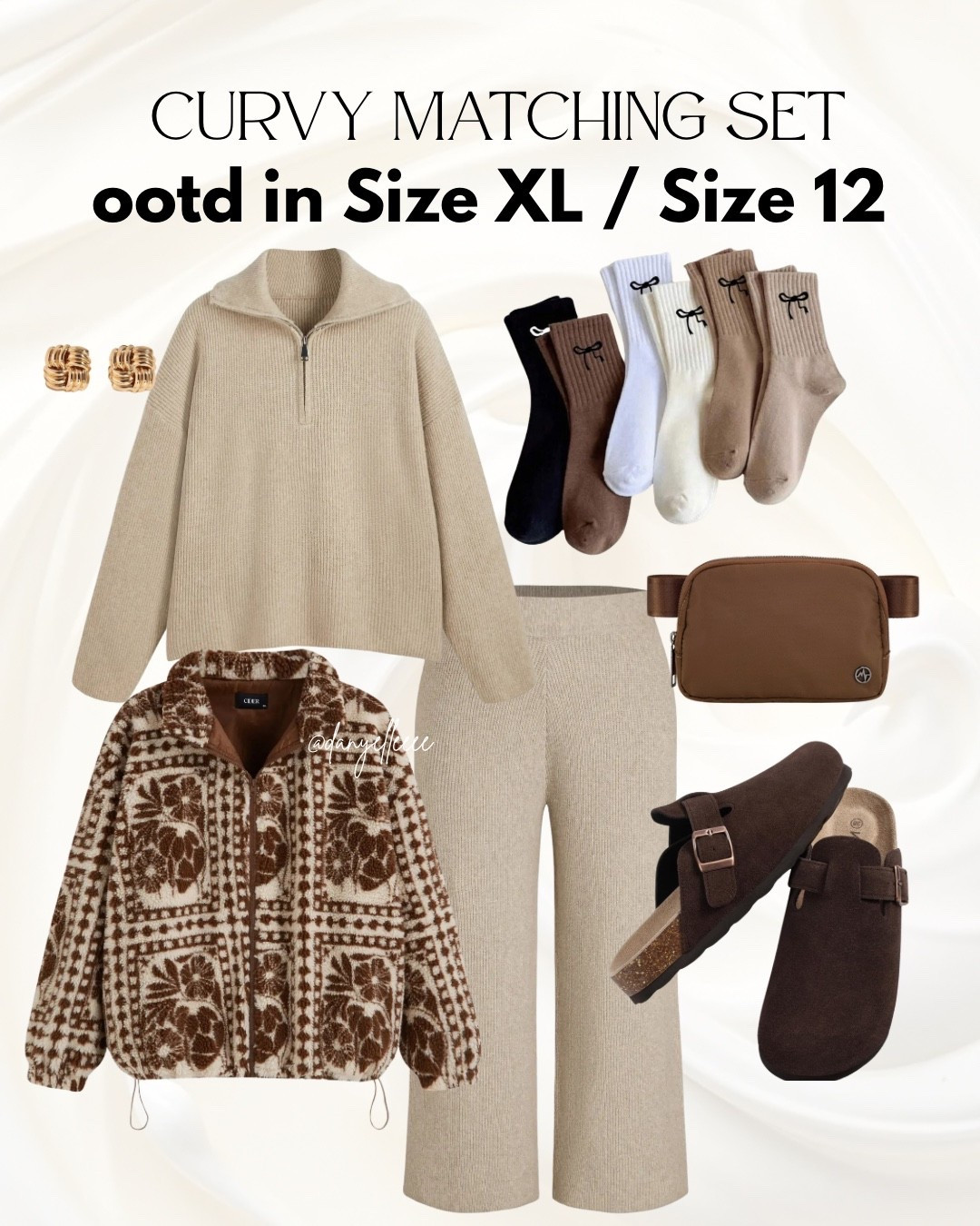 Curvy / midsize fall + winter lounge set outfit of the day 🤎🧦☕️ 

in my experience, this set runs big! Make sure to double check the size chart :) 

size XL / size 12, matching sweater set, matching set, airport outfit, travel outfit, cozy outfit, comfy outfit, clogs, belt bag, casual, neutral outfit 

#LTKOver40 #LTKMidsize #LTKmomlife