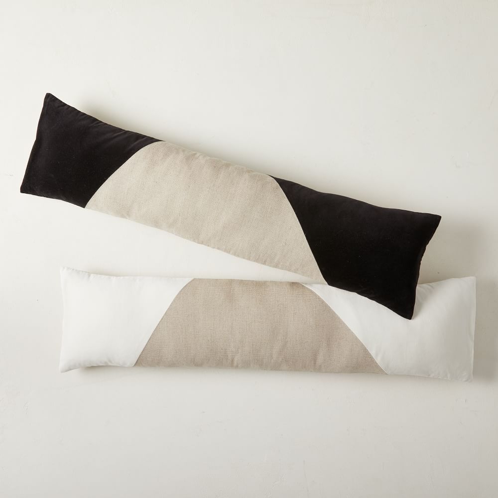 Cotton Linen & Velvet Corners Oversized Lumbar Pillow Cover | West Elm (US)