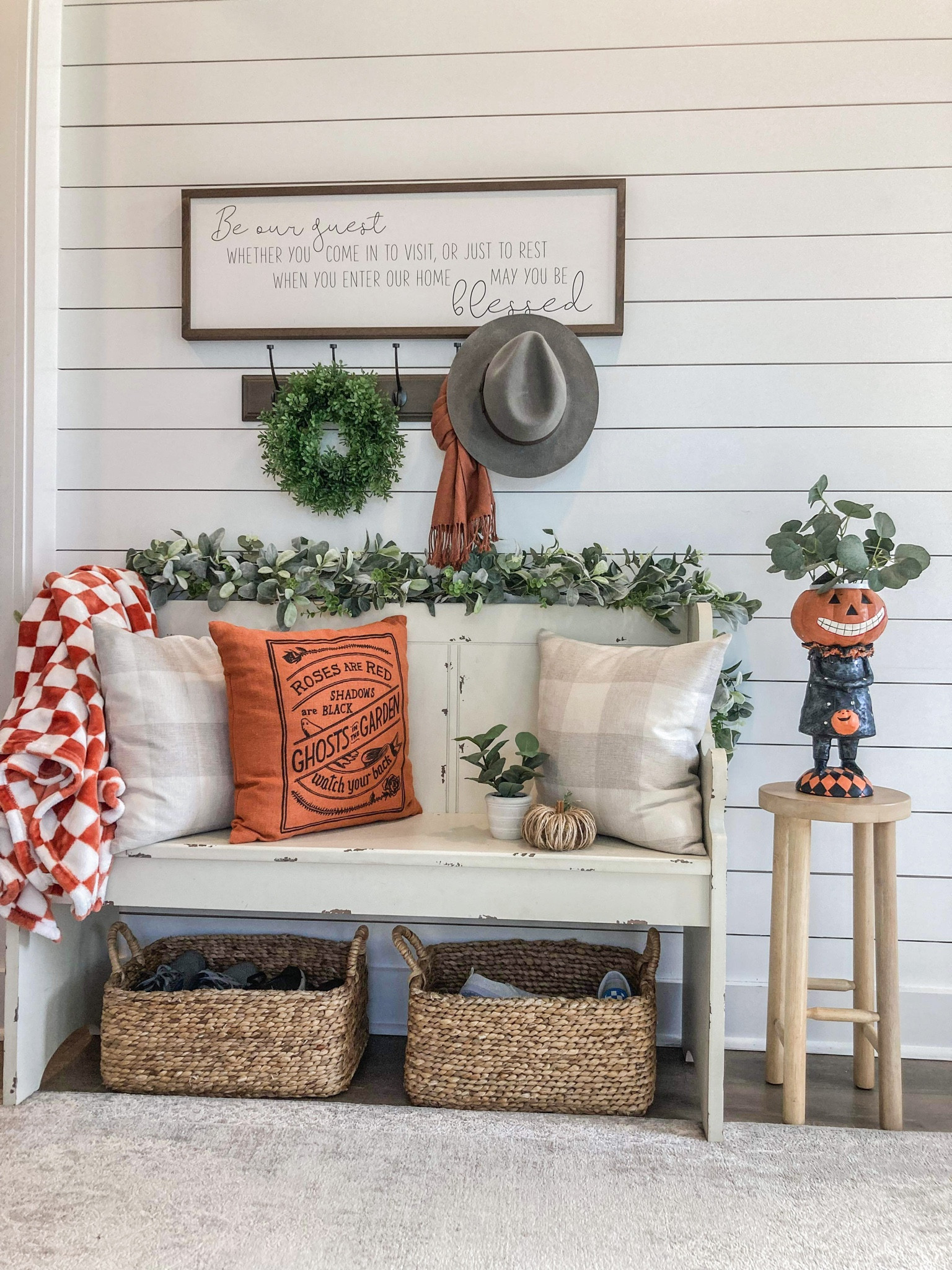 Entryway bench styling inspiration for Halloween 2023.
Make it functional, make it welcoming, make it cozy.

#LTKSeasonal #LTKhome #LTKHalloween